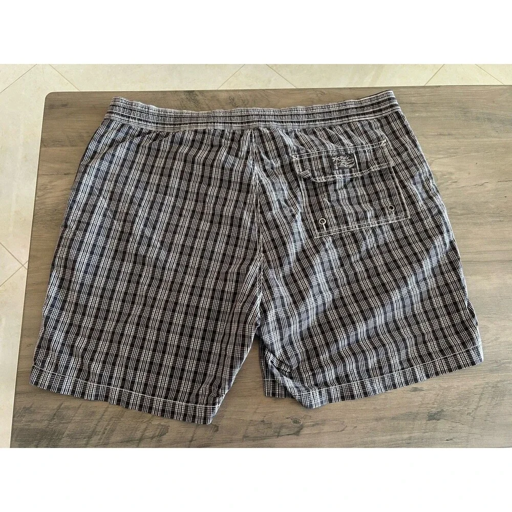 Polo Ralph Lauren Mens Swimsuit Trunks Size XXLarge Black Plaid Tie Waist